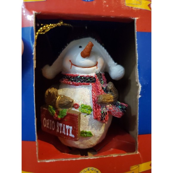 Collegiate by Hanna's Handiworks Christmas Snowman Ornament Ohio State - Picture 1 of 2